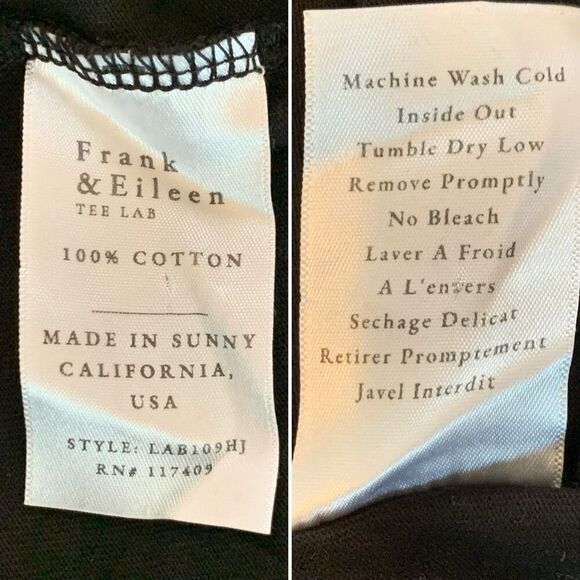 Frank & Eileen Aiden Vintage Muscle Tee in Black Size S - Picture 10 of 12